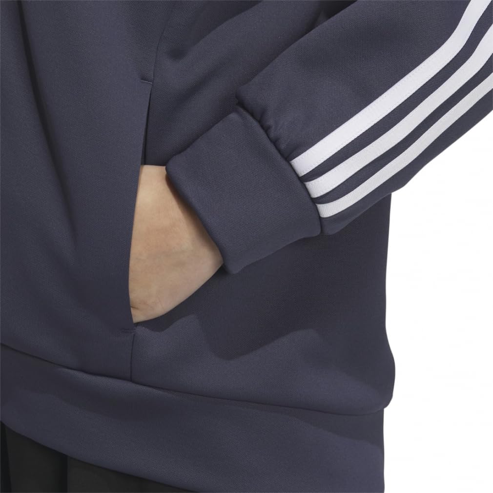 Adidas KNV55 Fleece Hoodie Black Size Women's Women's Loose-Fit Full-Zip Sweatshirt, (IT6099), J/M