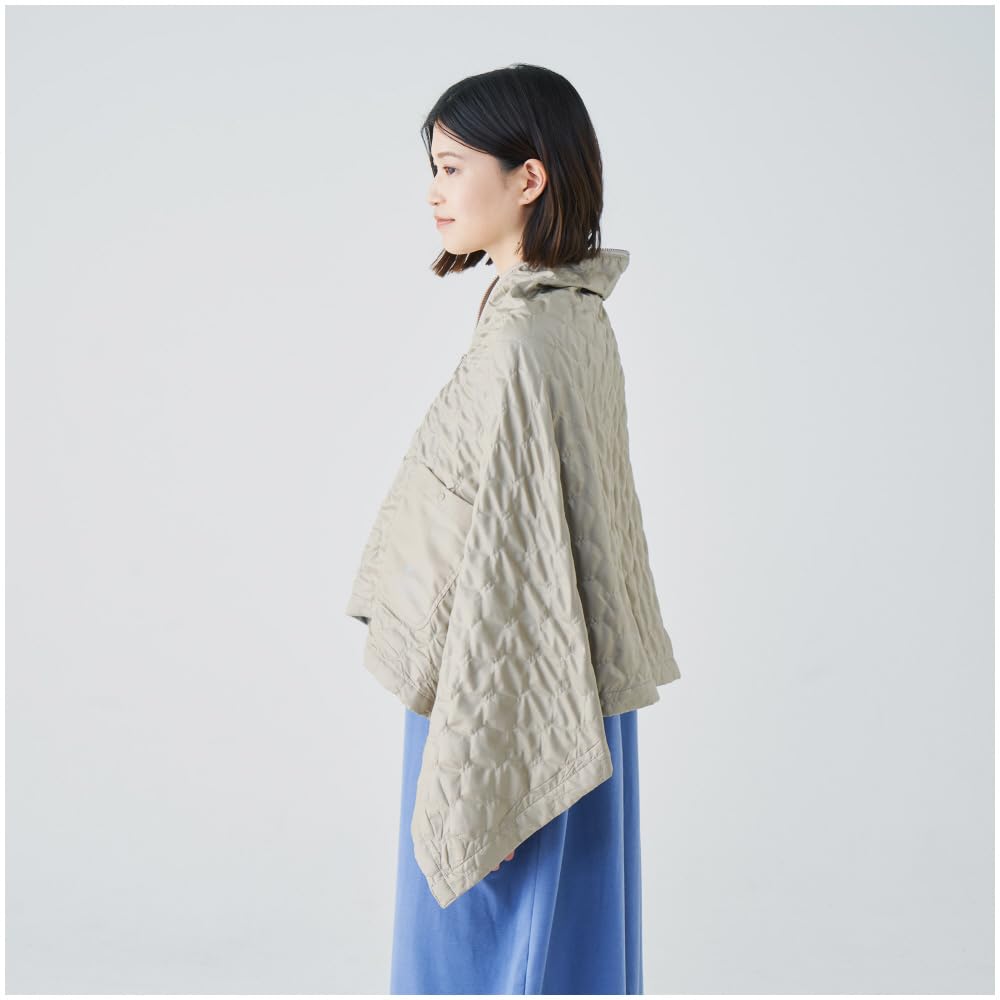 Mizuno Breath Thermo Blanket Cape, Cold Protection, Moisture-Wicking, Heat-Generating, Water-Repellent, Outdoor, Women's, Mocha Beige, Size B2JYA701