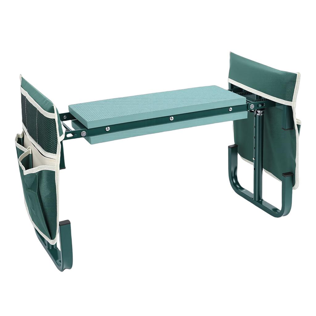 Siège-genouillère de jardin avec 2 poches à outils Hauteur Tabouret-banc de jardinage pliable pour s'agenouiller et s'asseoir