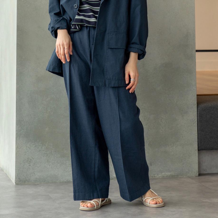 Uniqlo X Jw Anderson Stylish Simple Solid Mid-Rise Casual Pants Men Bottoms Dark-Blue 463977-68