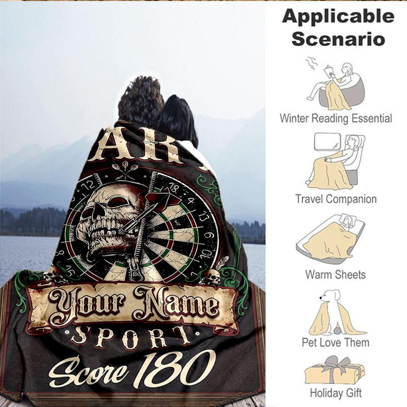 1PC Custom Name Blanket Throw darts Printed Flannel blankets Patterns Throw Blanket All-Season Soft Gift for Couch, Bed, Camping, Birthday gifts