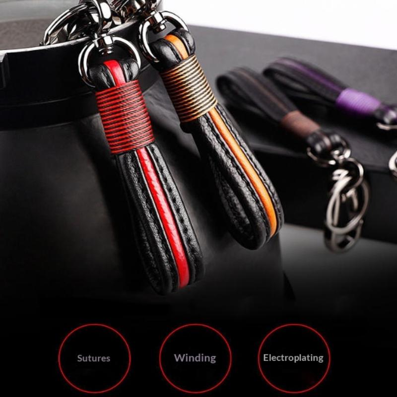 Luxury Lanyard Car Keychain Male And Female Leather Zinc Alloy Buckle Key Ring Pendant Motorcycle Keychain Gift