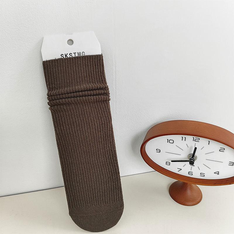 Dui Dui Socks, Women's Mid-calf Socks for Autumn and Winter, Solid-colored Cotton Socks, Trendy Stretch Women's Socks, Long Socks