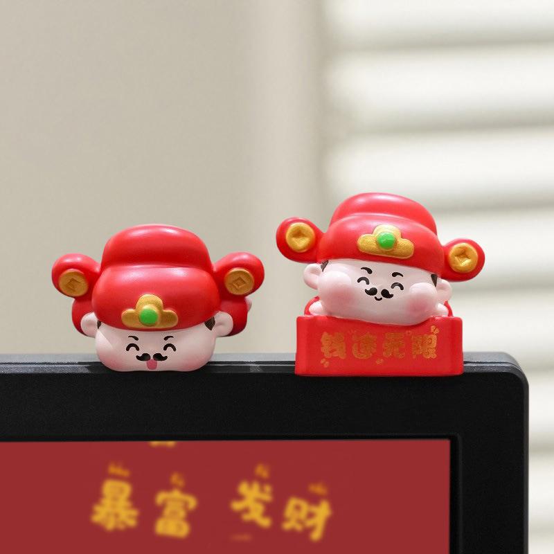 Mini Resin God Of Wealth Figurine, Funny Computer Decor, 3D Craft Sculpture, Tiny Cute God Of Wealth Statues For Car Dashboard