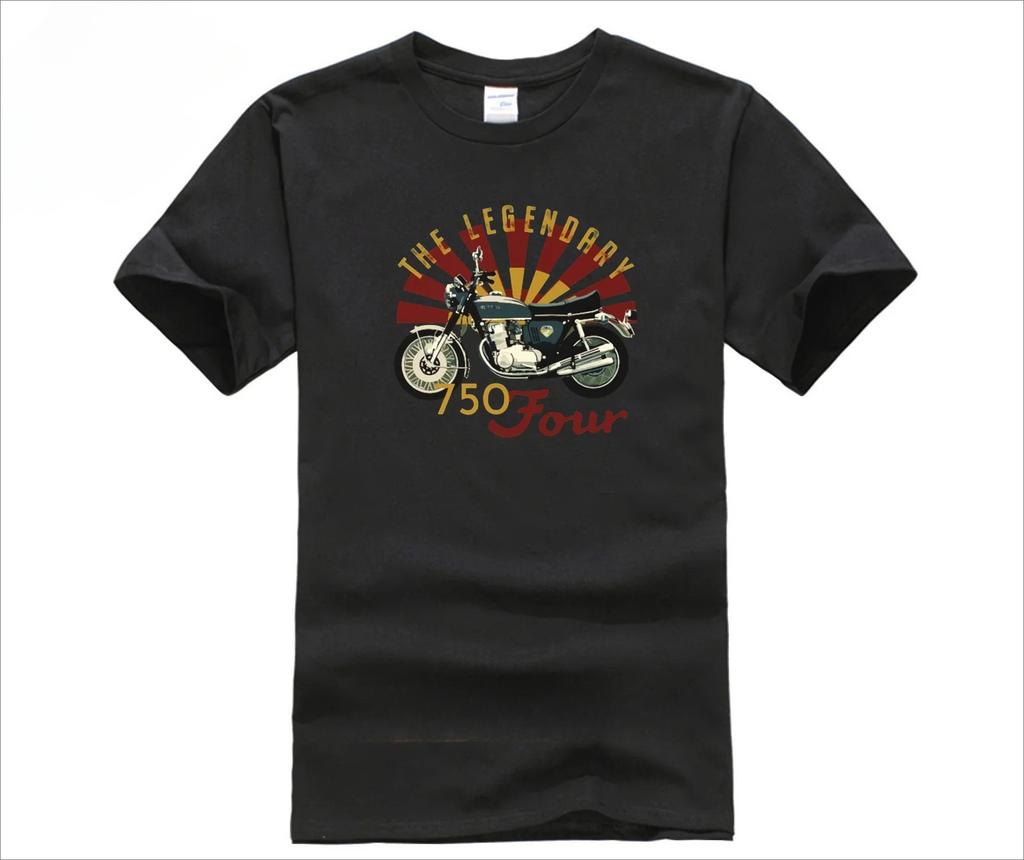 T-shirt de Moto Coton Épais Unisexe Impression Cb750 Four Mode Tee d'Été