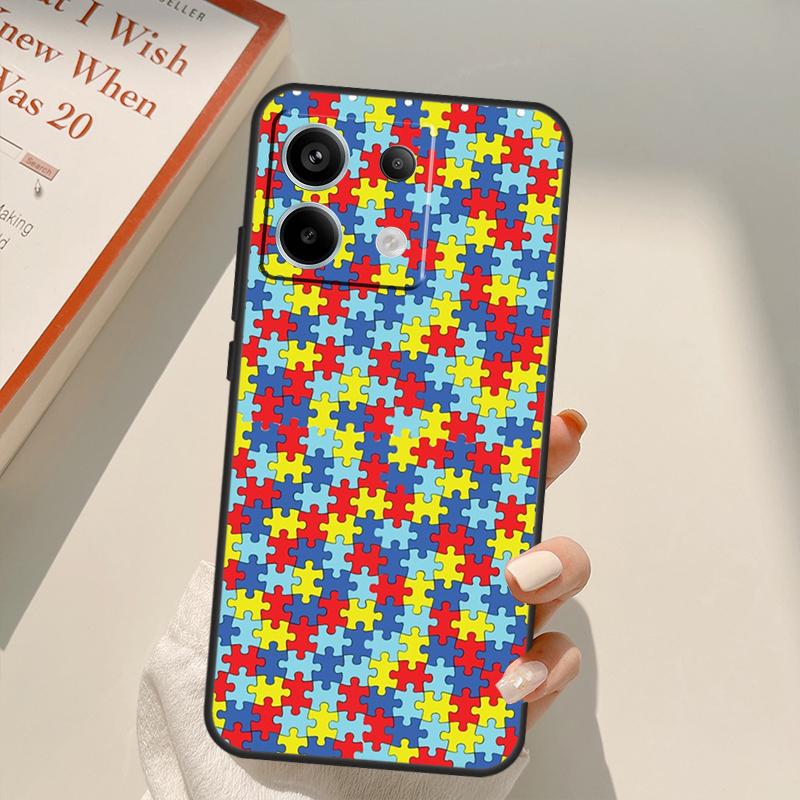 Autism Support Puzzle Funda For Xiaomi Redmi Note 13 10 11 12 14 15 Pro Plus Case For Redmi 15 15C 13C 12C 10C 14C