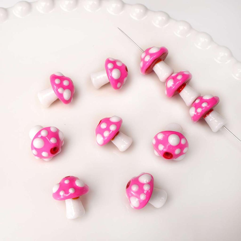 1 pezzo [17x16mm] Perline a forma di fungo in Vetro Colorato Dipinte a Mano Perline Fungo Tridimensionali Accessori Fai da Te per Gioielli Fatti a Mano