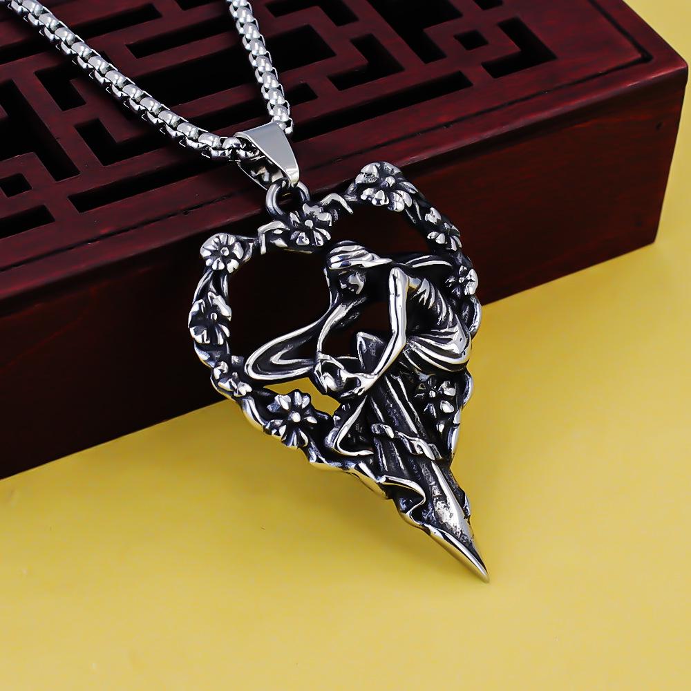 Odin Viking Helmet Titanium Steel Pendant Nordic Pirate Men's Necklace