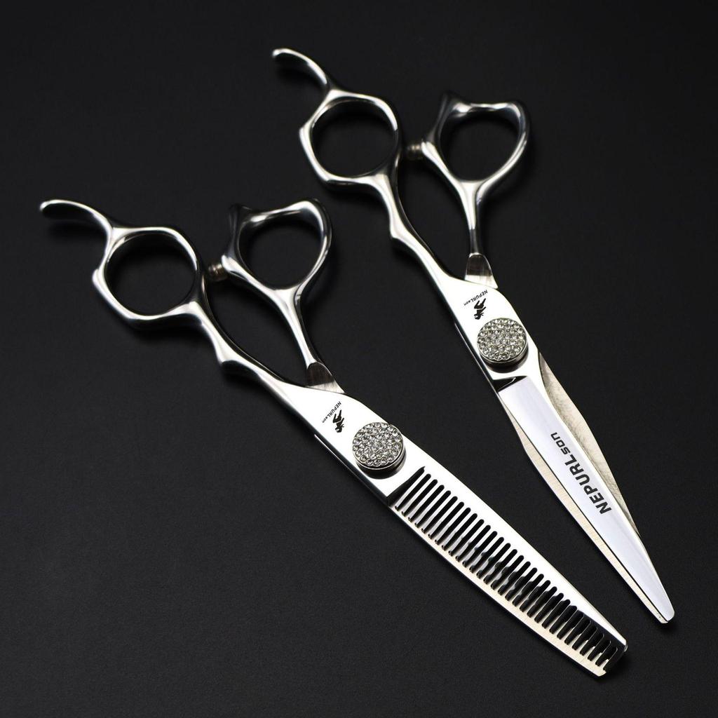 Napson 6.0" Full Star Hairdressing Scissors - Professional Straight Shears for Barbers