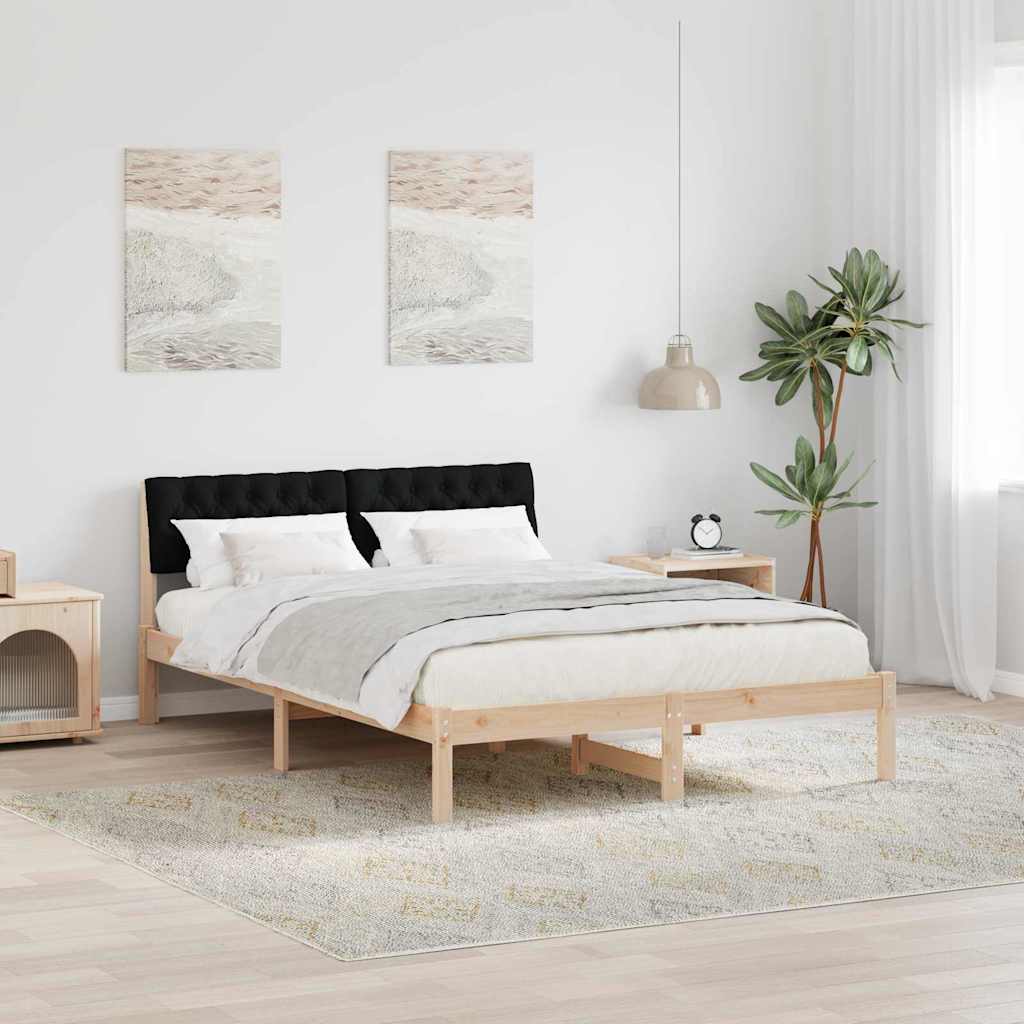 Brown and Black Bed Frame 160 x 200 cm Solid Pine Wood