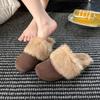 Pantoufles en Coton pour Femmes 2026 Hiver Peluche Chaudes Chaussures Plates Tongs Nouvelle Mode Pelucheux Bout Rond Chaussures Décontractées pour Femmes Zapatos Mujer