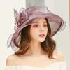 Fashion Hat Women Top Hat Elegant Organza Flower Wide Brim Sun Hat for Women Retro Style Party Banquet Accessory Foldable Beach