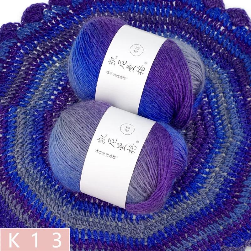 50g/Knäuel Regenbogen Baumwollgarn und Leinen Farbverlauf Handhäkeln Langabschnitt gefärbt Hand DIY Häkeln Schal Schal Zopfgarn Faden