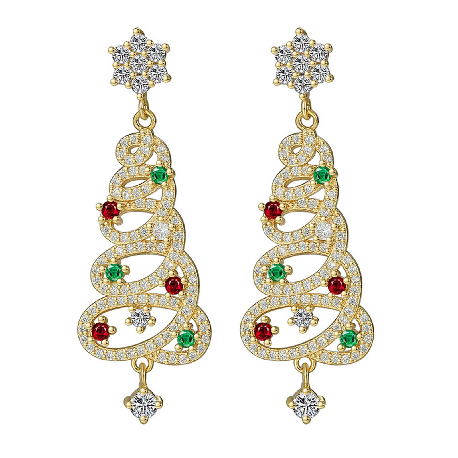 

Rhinestone Star Christmas Tree Stud Earrings for Women Fashion Crystal Dangle Earrings Party Jewelry Girlfriend Birthday