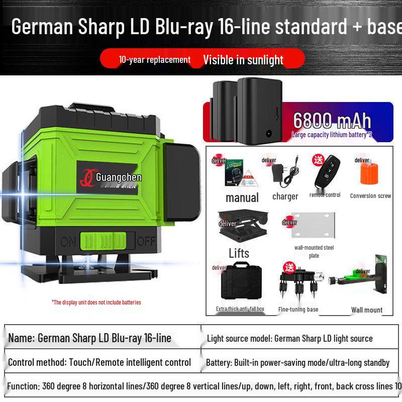 Infrared 16-Line High-Precision Green Laser Level for Wall & Floor Projection