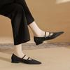 29819 [sheepskin] flat shoes women's thick heel 2025 new pointed gradual change Mary Jane shallow temperament single shoes