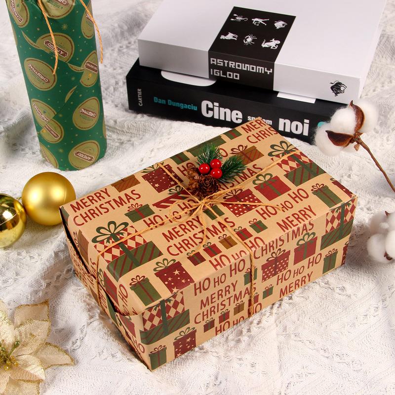 Gift wrapping paper Vintage yellow kraft paper wrapping paper Christmas gift box DIY wrapping paper-6pcs 50*70CM