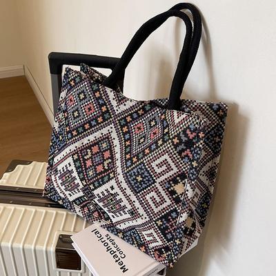 Large Capacity One Shoulder Tote Bag for Women New Fashion Commuter Canvas Bag European and American Fashion Portable Mommy Bag
