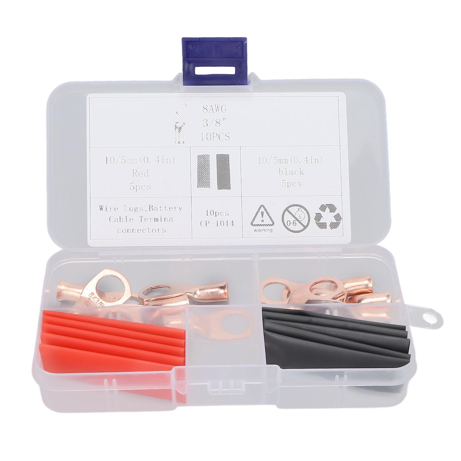 

10PCS Wire Terminal 8AWG 38in Bare Connectors Copper High Temp Resistant for Club Car Solar Panels