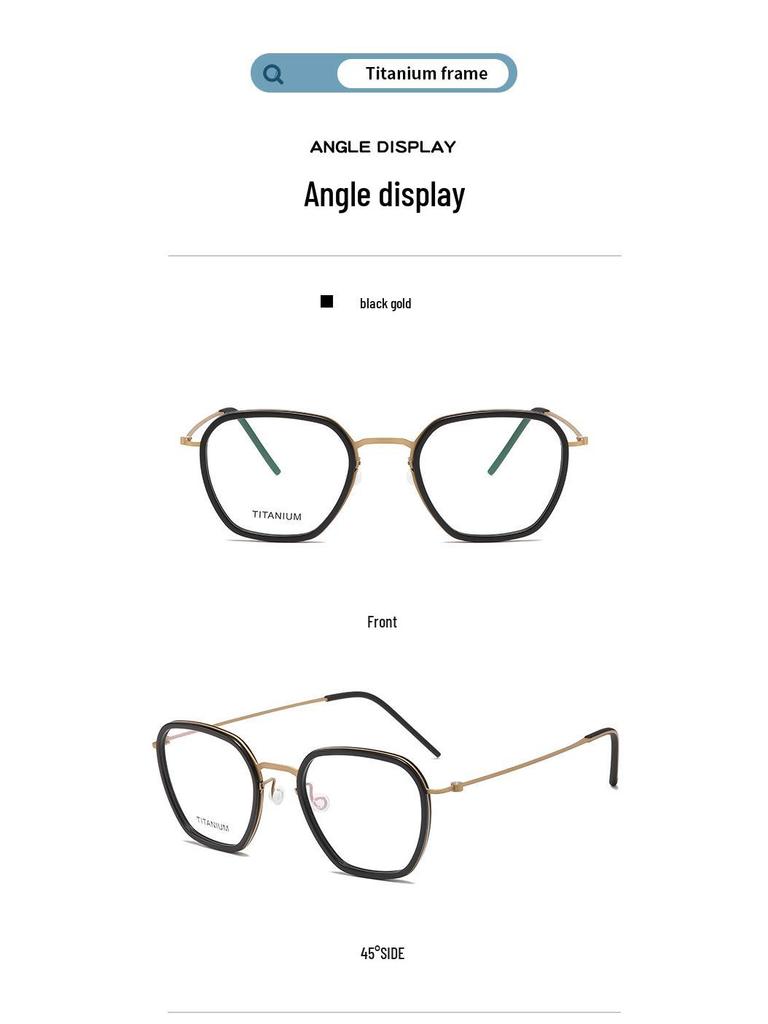 Linde Pure Titanium Women's Literary Fashion Glasses, Retro Acetate Frame for Business or Commute, Unisex Style