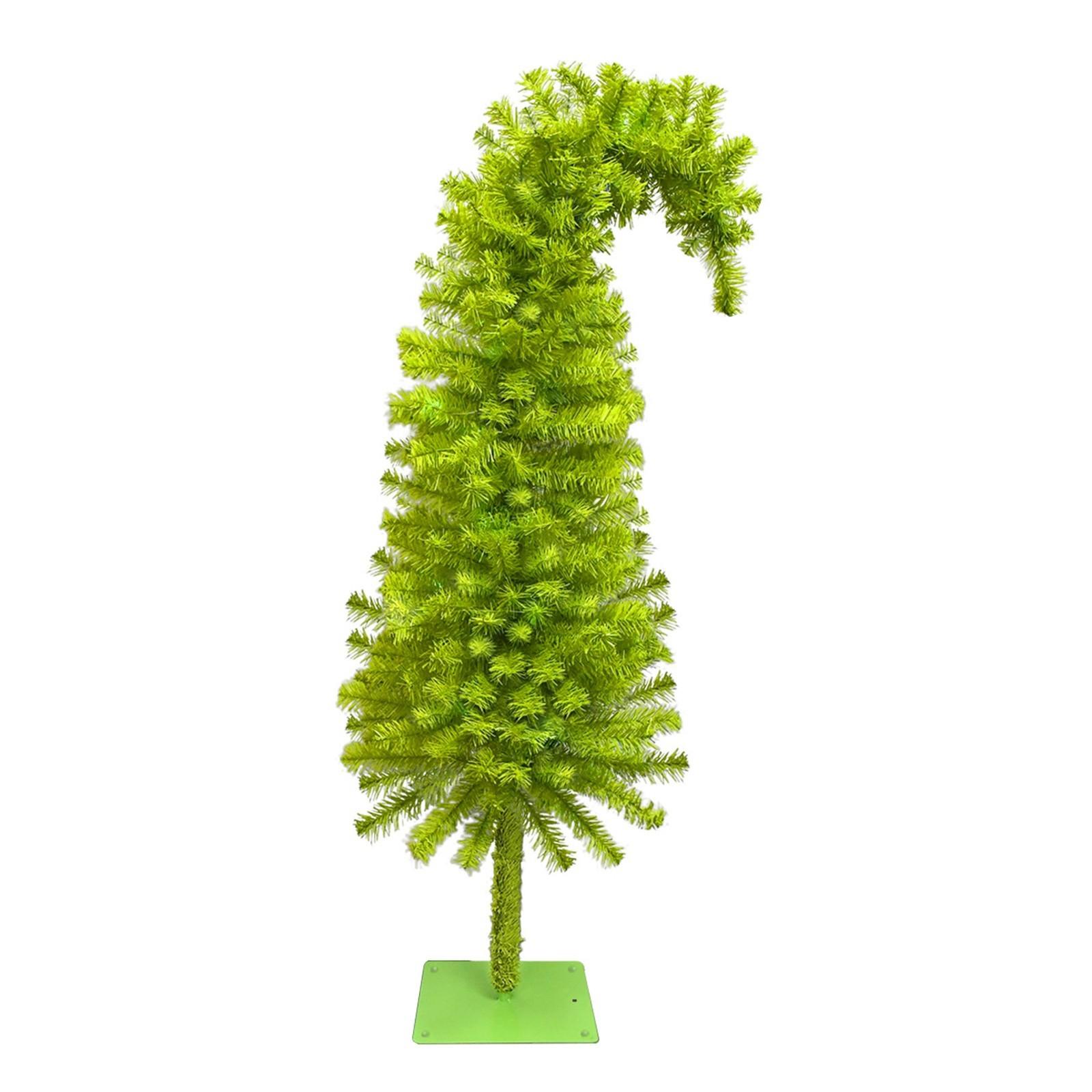150cm Künstlicher Kiefernbaum Hohe Dichte Gebogene Spitze Design Feiertagsdekoration mit Integrierter Beleuchtung und Stabiler Metallbasis Geeignet für den Innenbereich One Size green