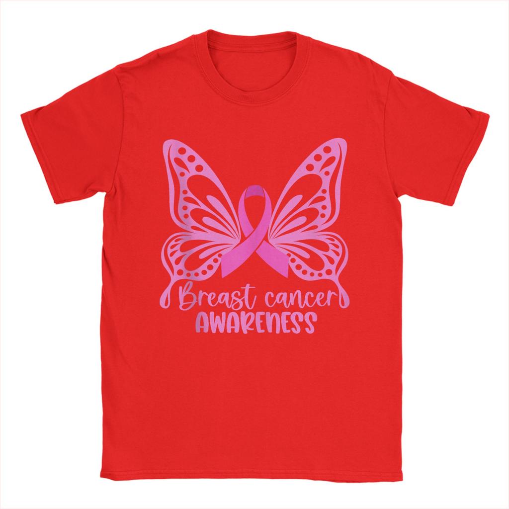 Men's T-Shirts Breast Cancer Awareness Pink Vintage Cotton Tee Shirt Short Sleeve  T Shirts Round Neck Tops Printed