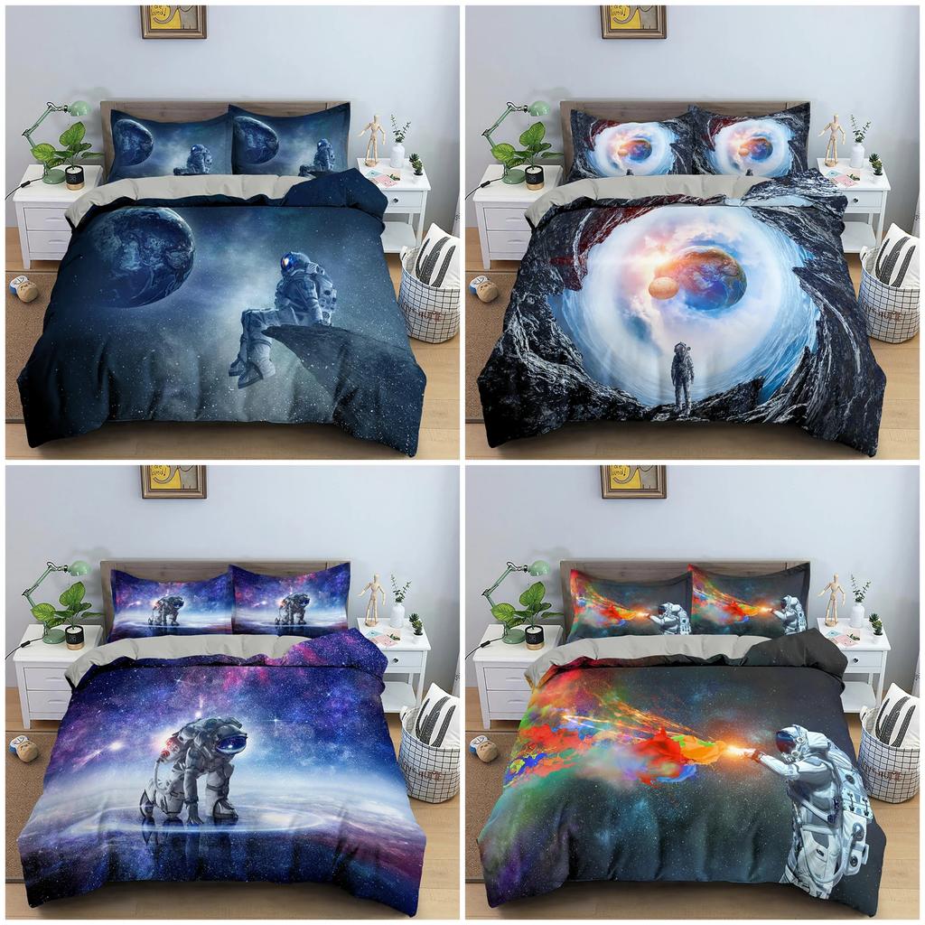 3D Design Spaceman Comfortable Duvet Quilt Cover Pillowcase Bedding Set Children Bedroom Decoration Home Textile
