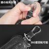 Annhua Women's Smart Key Case, Leather, Key Case, Unisex, Compatible with Smart Keys, Carabiner, Prevents Fall, Black