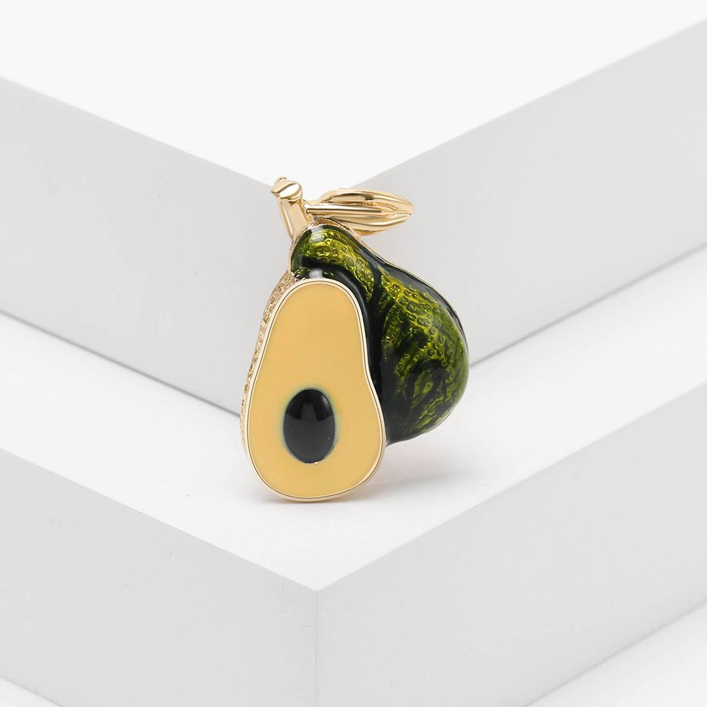 Cartoon Cute Fruit Temperament Blazer Collar Pin, Fashion Creative Rhinestone Avocado Brooch Silk Scarf Buckle