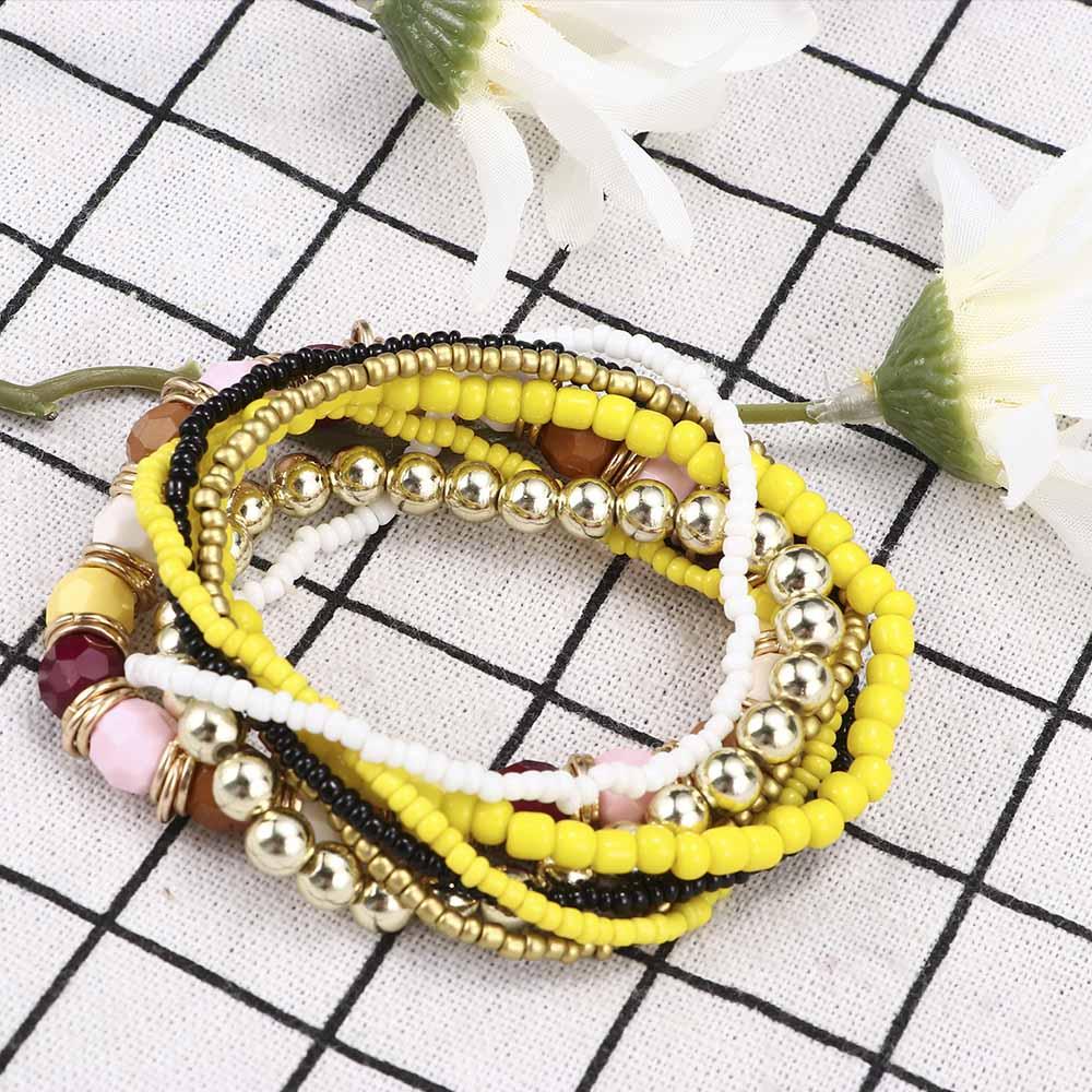 Cuff Elastic Multi-layer Charm Boho Beaded Bracelet Bangle