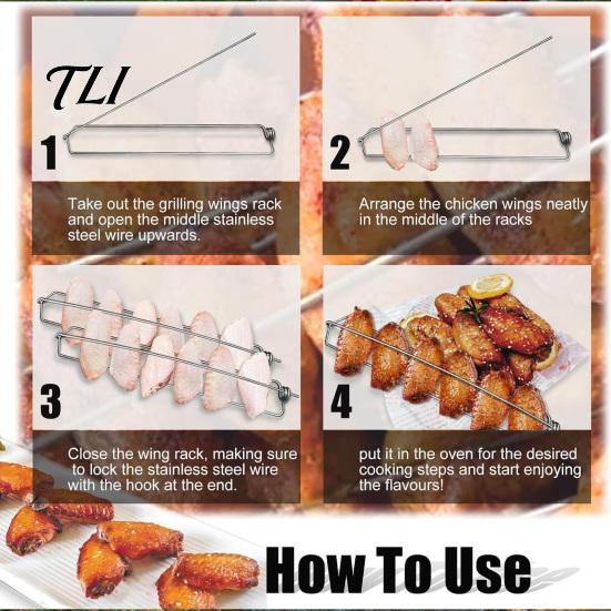 Heat Resistant Grill Utensil Chicken Wing Skewers, Stainless Steel Barbecue Wings Fork, Food Grade Accessory Clamping for Camping And Backyard