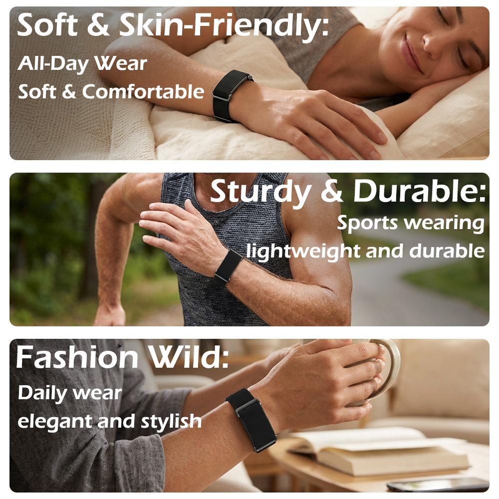 2 Stück Sport-Nylon-Armband für Google Fitbit Air Integriertes Metallrahmen-Armband Verstellbare Schiebeschnalle Weiches atmungsaktives Armband