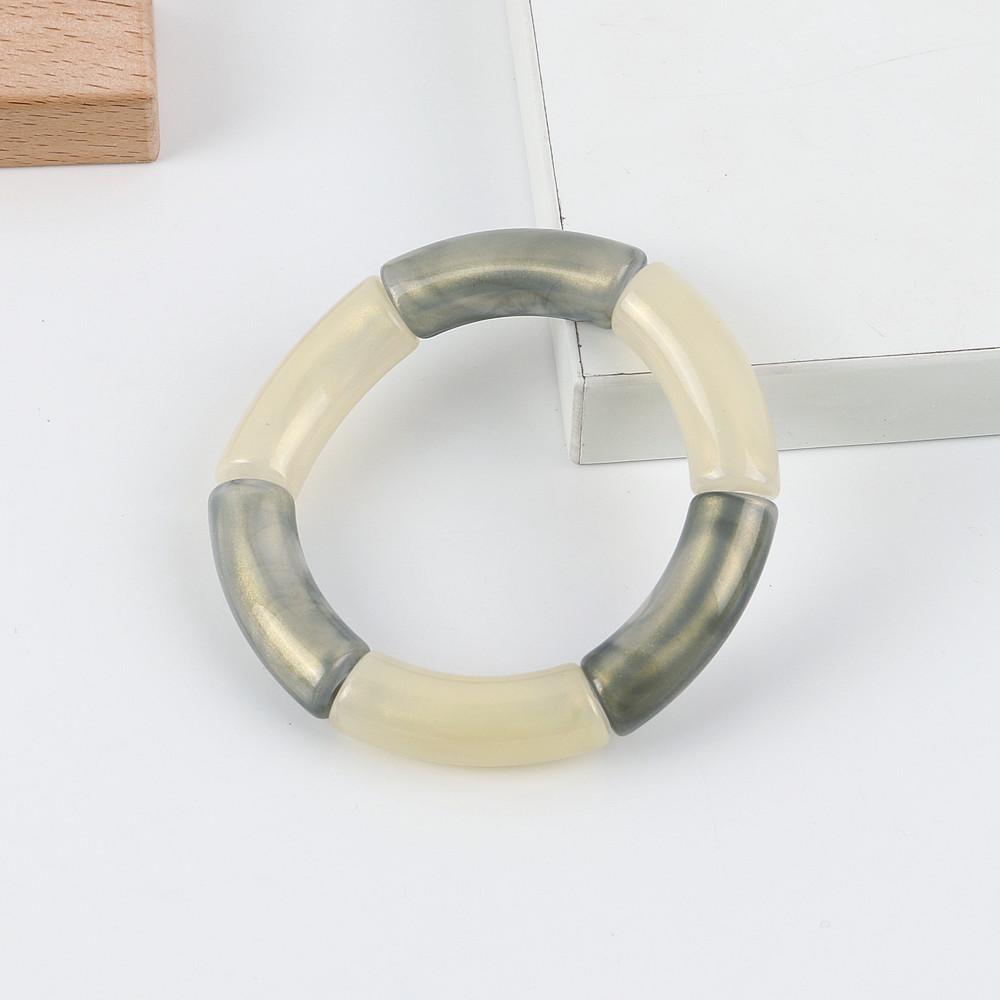 Retro Acrylic Chunky Bamboo Curved Tube Bracelets for Women Boho Mixed Color Resin Stretchy Stack Bangles Trendy Jewelry Gifts
