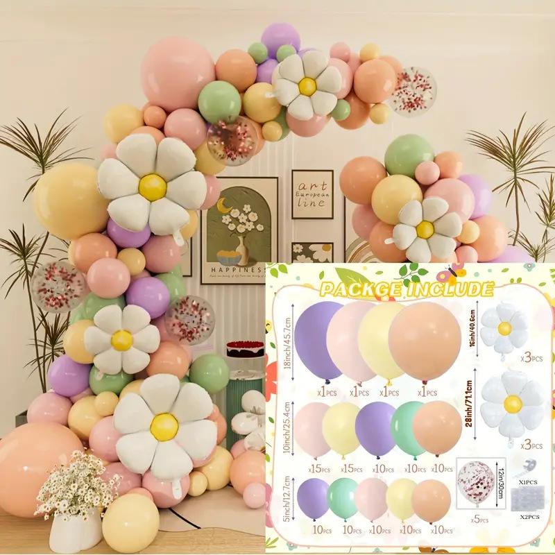 Colored Daisies Balloon Chain Garland Arch Set Wedding Anniversary Party Background Wall Arrangement Children's Birthday