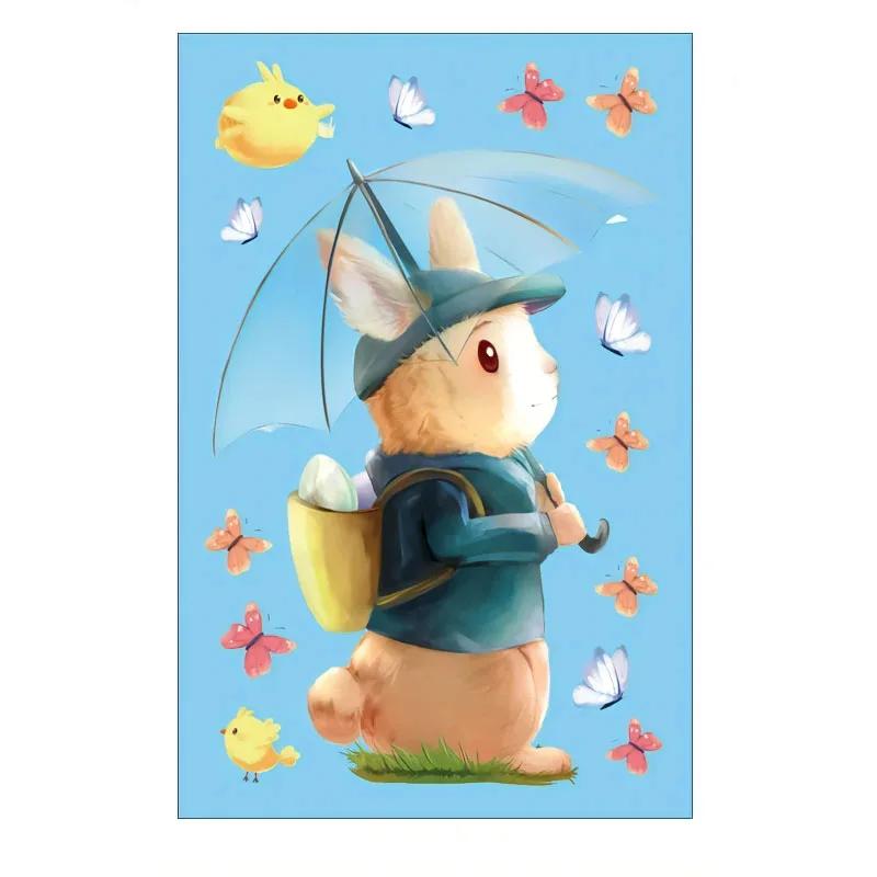 Window Sticker Egg Design Removable Door Sticker Wall Decoration Happy Easter Easter Bunny Sticker For Kids' Room Decor Easter