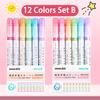 24/3 PCS Kawaii Flowers Line Shaped Highlighter Pens Roller Tip Curve Liner Marker For Writing Journaling Drawing Stationery