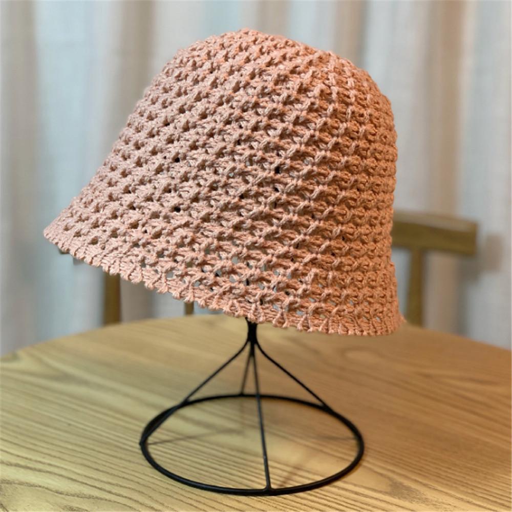 Summer Bucket Hat Women Thin Knitted Woolen Foldable Artistic Leisure Sun Hat