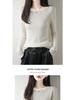 Women's Slim Fit Round Neck Autumn Sweater with Hot Drill Accents