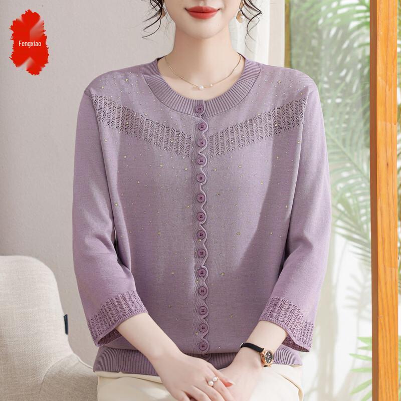 Women's Solid Color Round Neck 3/4 Sleeve Cardigan
