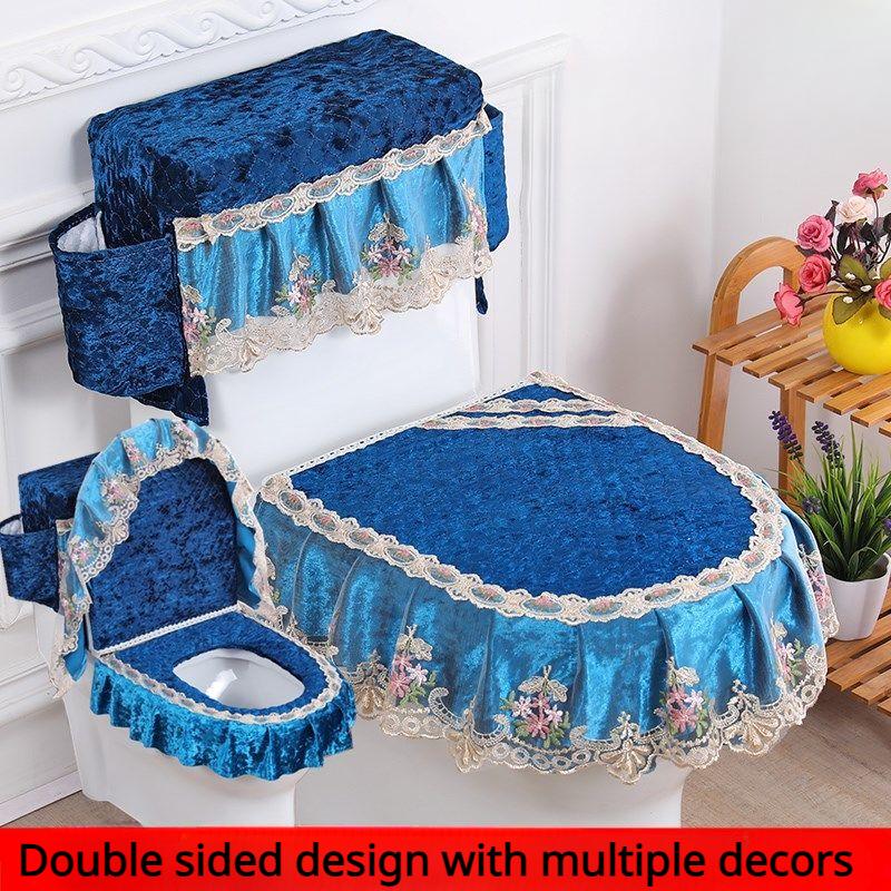 3 sztuk/zestaw nakładka na deskę sedesową pokrywa zbiornika wody toaletowej Closestool osłony przeciwpyłowe poduszka na deskę sedesową odpinana tkanina na toaletę