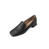Fashion New Genuine Leather Mid Thick Heels High-quality Pumps Women Square Toe Retro Pumps Office Shoes Luxury Shoes for Women 2025