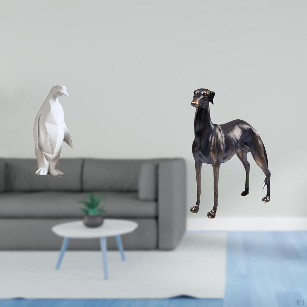 Elegant Resin Animal Figurine Sculpture for Home Decor Featuring Penguin And Greyhound Statue