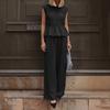 ZANZEA Women Sleeveless Blouse and Long Pants Casual Two Piece Suit Sets