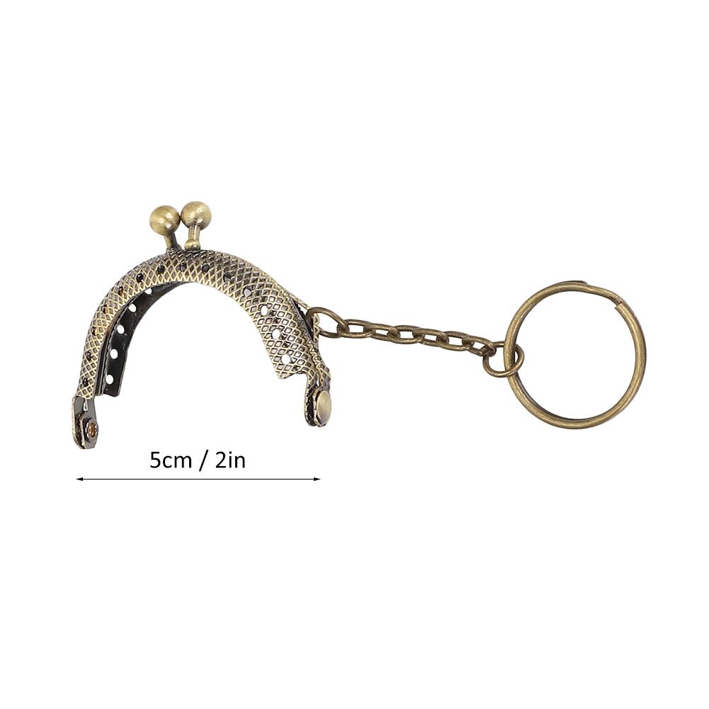 10Pcs Metal Purse Frame Kiss Clasp Lock Bronze Tone Retro DIY Semicircle Chain 5cm