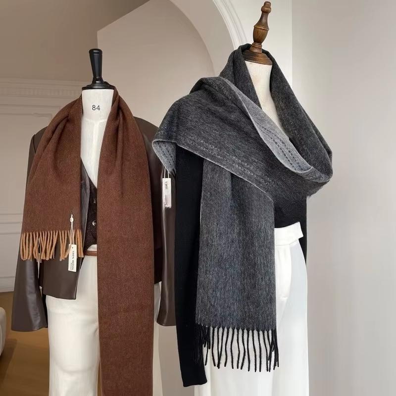 Luxus Australien Reine Schurwolle Schal Damen Mann Winter Designer Doppelseitige Maschen Strick Kaschmir Schal Damen Schal