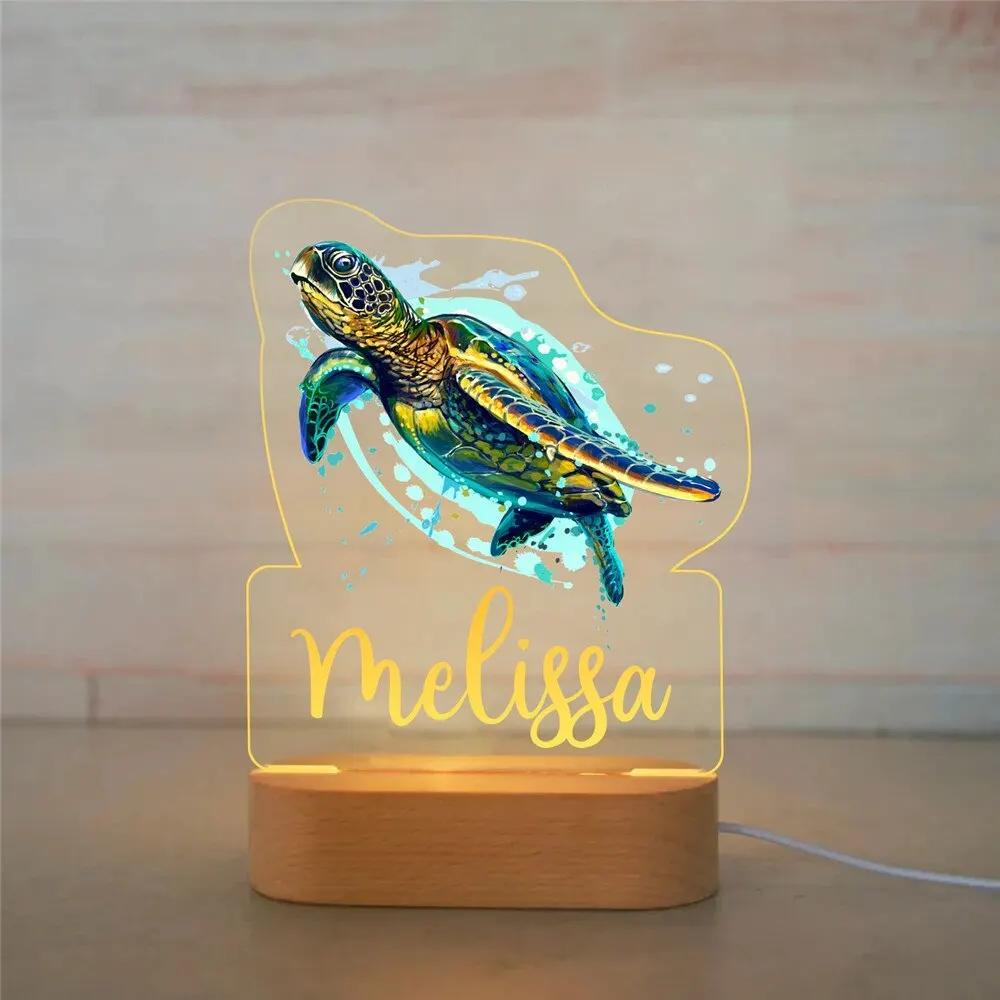 Personalized Animal Night Light - Custom Name Acrylic Lamp for Kids Bedroom Decor Baby Birthday Christmas Gift
