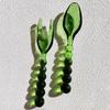 Glass Beads Pastry Glass Tableware Spoon Fork Creative Primary Color Pink Green Glass Spoon Spoon Household