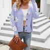 V Neck Floral Pattern Knitwear Cardigan Women Long Sleeve Button Placket Knitting Coat Sweater Jacket