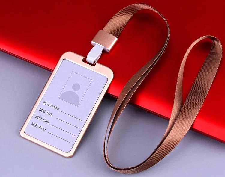Aluminum Alloy Card Cover Men Women Business Work Name Card ID Badge Lanyard Metal Case Credit Card Holder Bags Protector