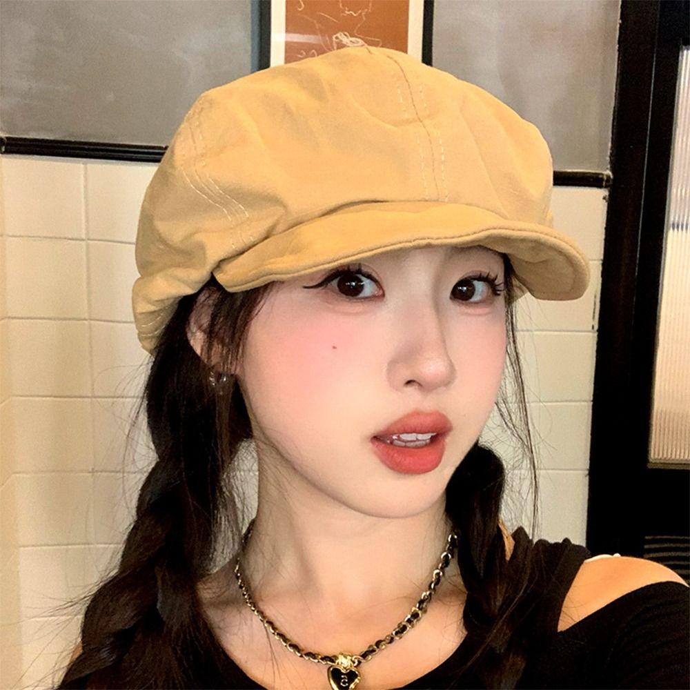 Klobouky baret s krátkým okrajem Jednobarevné Dívčí barety Módní Kšiltovka pro Ženy Dívku